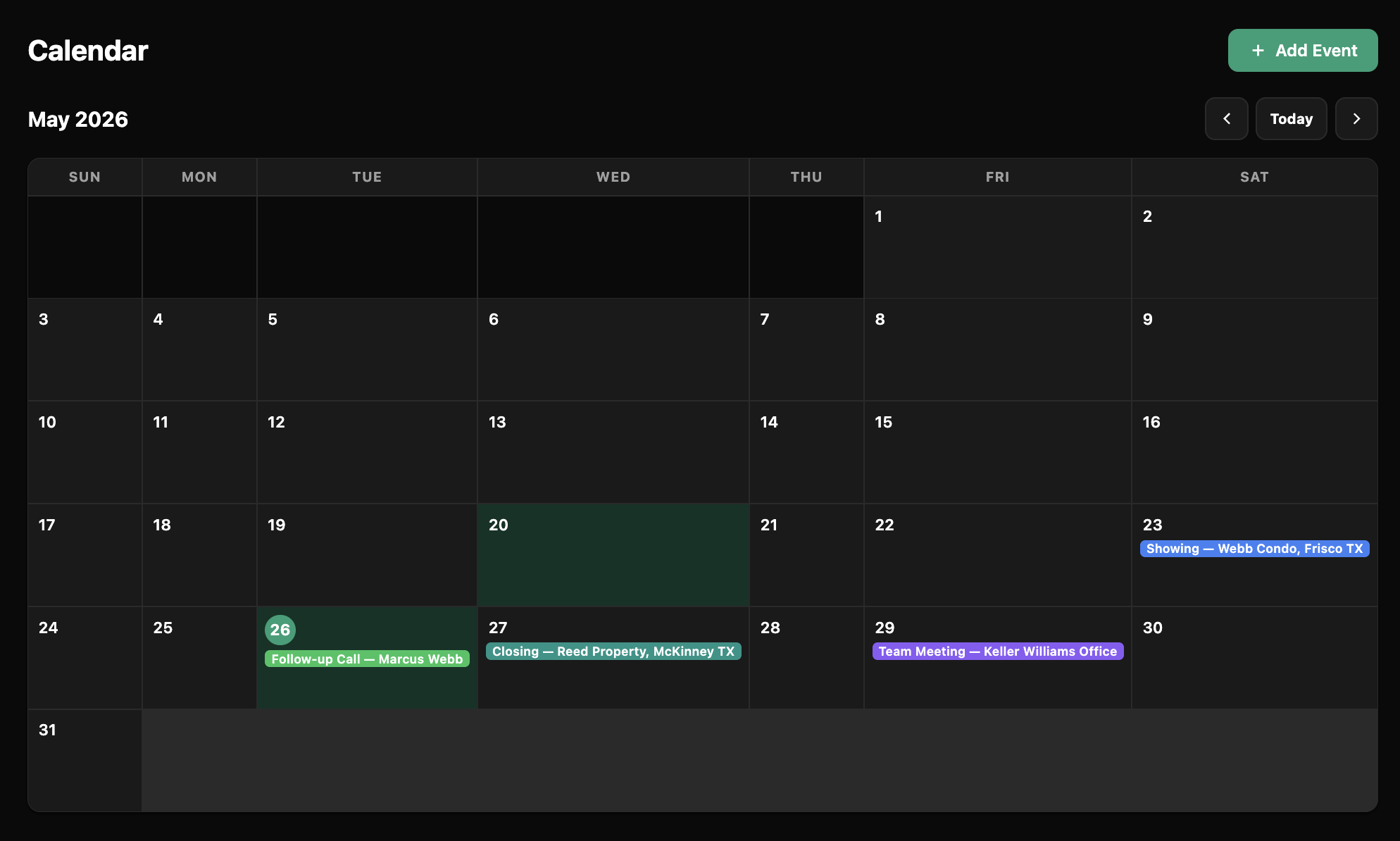 Calendar month view