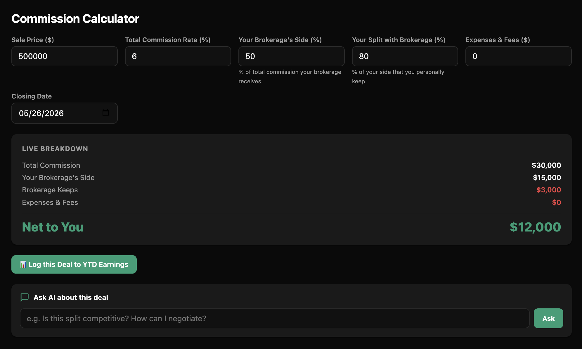 Commission calculator